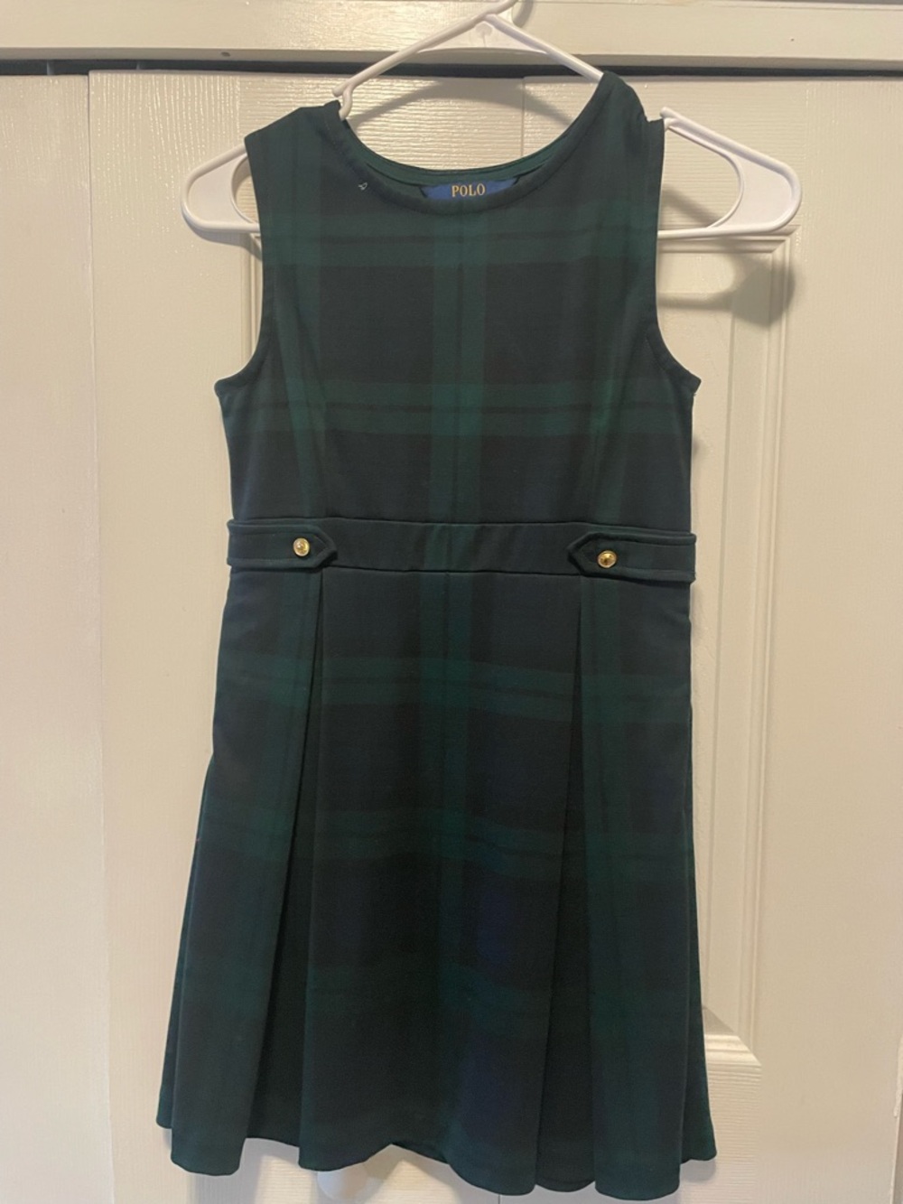 Polo by Ralph Lauren Navy and Green Plaid Sleeveless Dress